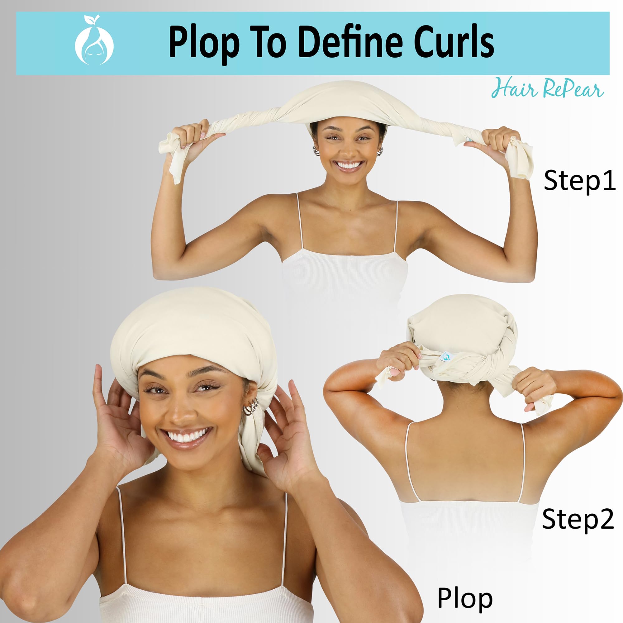 Hair RePear Anti Frizz Combed Cotton Natural hair towel not processed, dyed, or bleached - Promotes Healthy Natural Hair - Extra